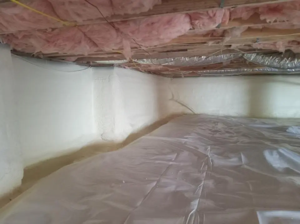 Crawl space encapsulation with closed-cell spray foam for Roof Waterproofing in South Fayette